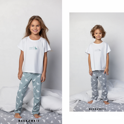 MashMnie Boys & Girls Piżamka Wilki Miętowa