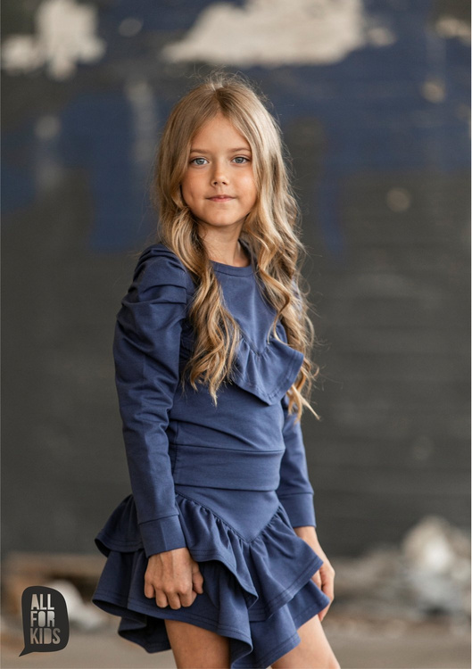 All For Kids Sweatshirt mit Rüschen Marineblau