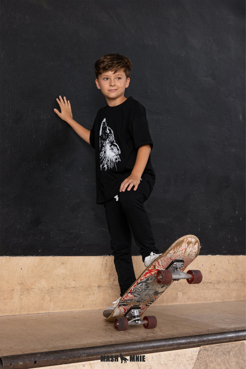 MashMnie Wild City T-shirt Wolf Czarny