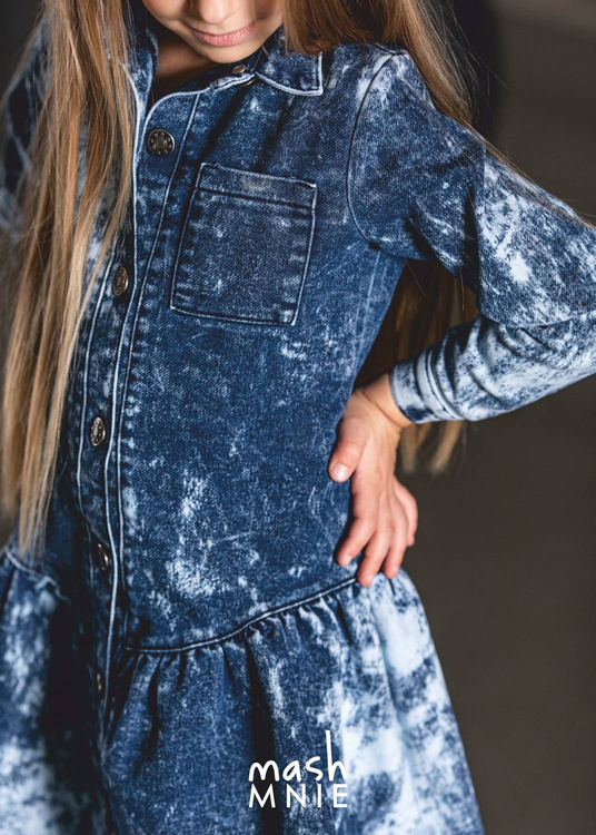 MashMnie Kleid Acid Wash Blau