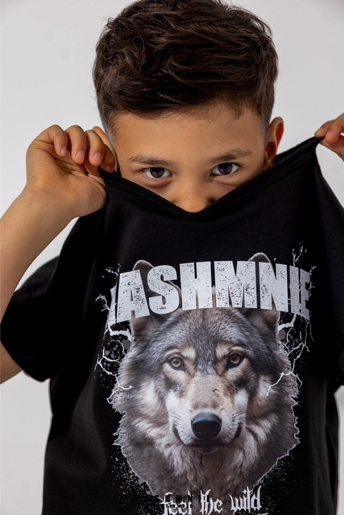 MashMnie Wild T-shirt Wolf Czarny