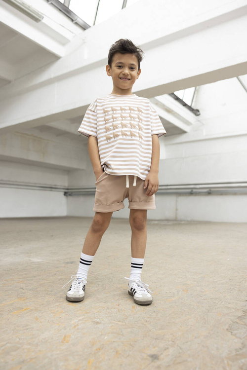 MashMnie WHISPERS T-shirt Paski Beżowa