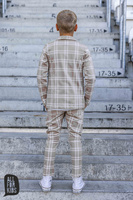 All For Kids Spodnie Wizytowe Krata Beż