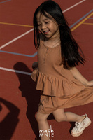 MashMnie Sukienka Falbanki Karmel