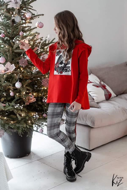 Hose kariert mit rotem Band