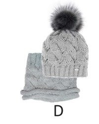 Czapka z Kominem Pompon Szara