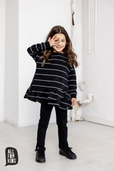 All For Kids Bluza Tunika w Paski Czarna 
