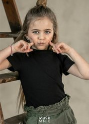 MashMnie T-shirt Prążek Czerń