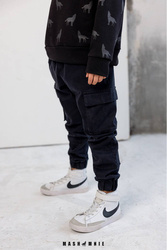 MashMnie Spodnie Bojówki Czarne Tkanina