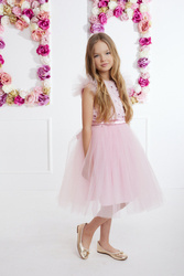 PRE ORDER MałaMi Sukienka Tiul Kwiatki Różowa
