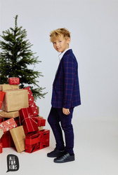 All For Kids Spodnie Wizytowe Krata Granatowe