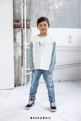 MashMnie Bluzka Longsleeve Wolf Miętowo Biała