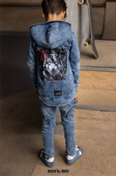 MashMnie Wild City Bluza Jeans Wolf Niebieska                