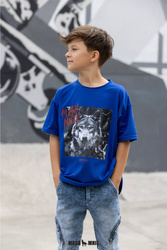 MashMnie Wild City T-shirt Wolf Niebieski