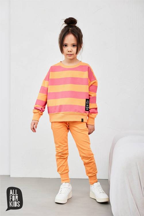 All For Kids Bluza Paski Pomarańczowe