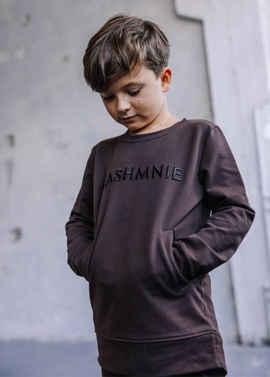 MashMnie Bluza Reglan Wilk Haft 3D Brąz