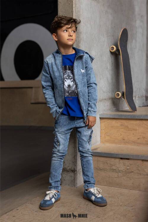 MashMnie Wild City Bluza Jeans Wolf Niebieska                